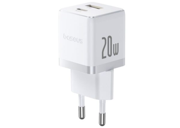 Baseus Rychlonabíječka do sítě Palm 20W 1xUSB-A 1xUSB-C PD QC 3.0 bílá