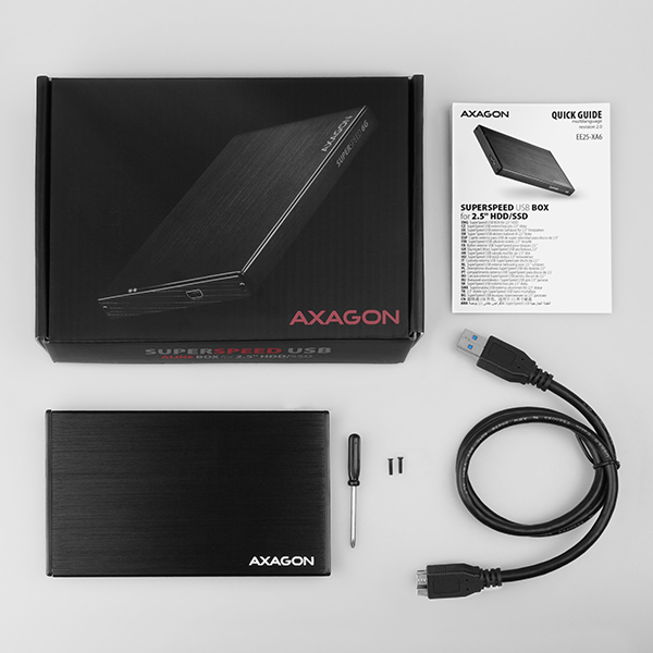 EE25-XA6-06_all-600c AXAGON EE25-XA6, USB 5Gbps - SATA 6G, 2.5" kovový ALINE box