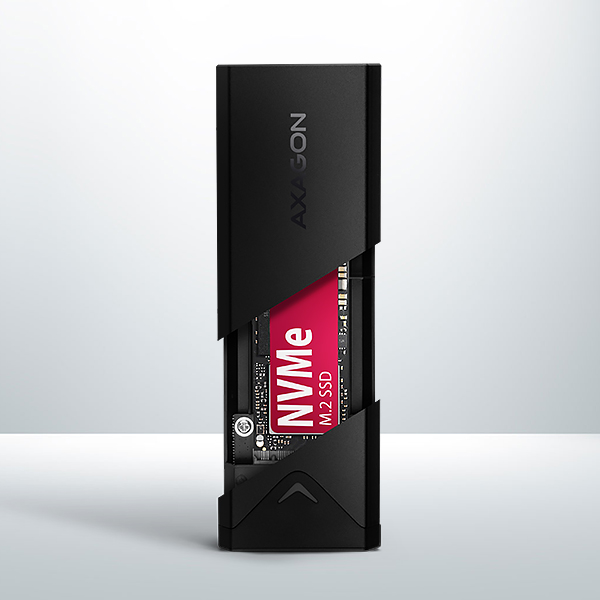 EEM2-UB2-03_inside-600 AXAGON EEM2-UB2, USB-C 10Gbps - M.2 NVMe SSD ARROW box, černý