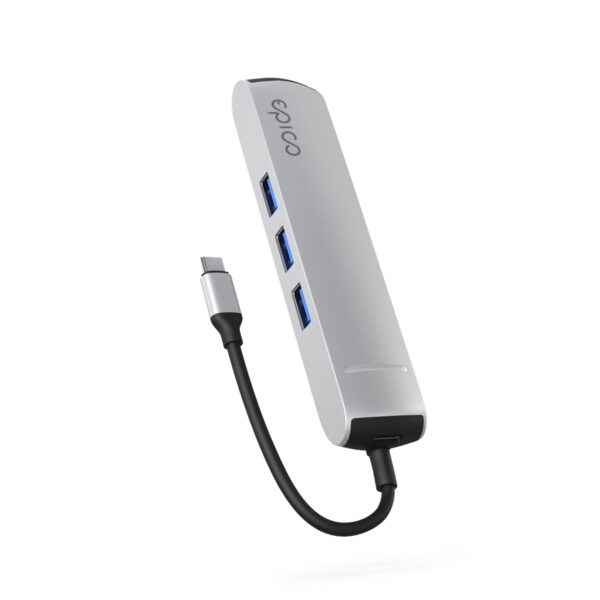 EPI-PH-HUB19-SIL-05 Epico 6v1 Slim Hub 8K s USB-C konektorem - stříbrná