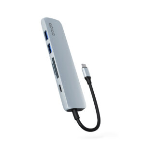 Epico 6v1 hliníkový USB-C 8K hub - modrá