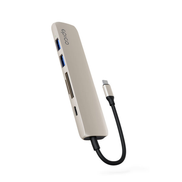 Epico 6v1 hliníkový USB-C 8K hub - bílá