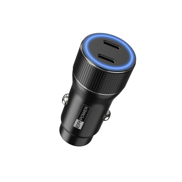 ER POWER 40W USB-C PD+QC 3.0 kovová duální autonabíječka