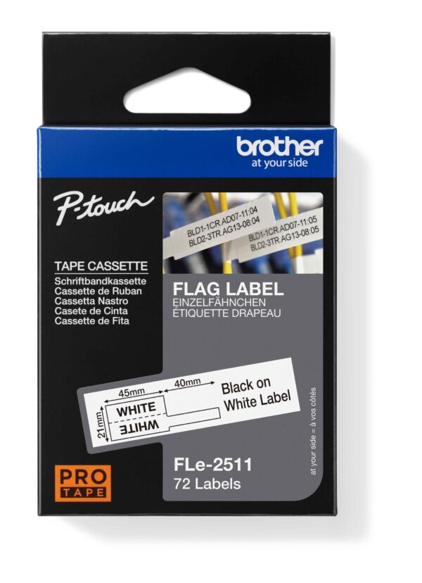 FLe-2511_Pack_s FLe-2511, předřezané štítky - černá na bílé, šířka 21 mm