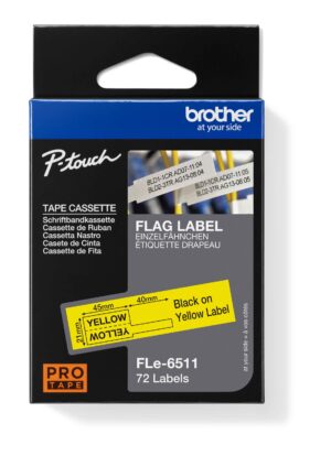 FLe-6511_Pack_s Brother FLE-6511, erná na žluté, 21 mm šířka
