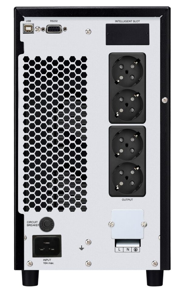 FSP-Champ-3KVA-ShukoRear-panel FSP UPS CHAMP 3K tower Schuko, 3000 VA/2700 W, online