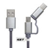 iGET G2V1 - USB kabel Micro USB/ USB - C dlouhý pro veškeré mobilní telefony, včetně odolných