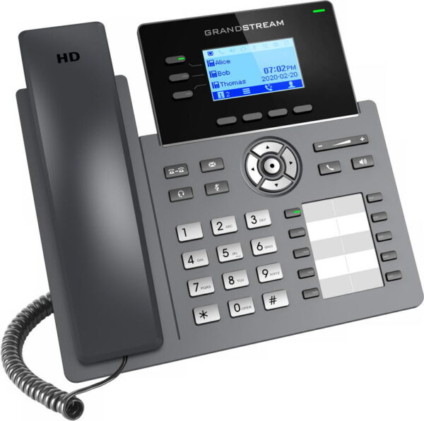 Grandstream GRP2604P SIP telefon, 2,48" LCD podsv. displej, 6 SIP účty,10BLF tl., 2x1Gbit porty, PoE