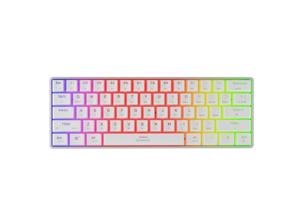 Genesis herní klávesnice THOR 660 G2/Gateron Red/USB+BT/US layout/Bílá