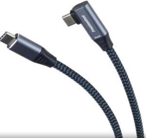 HDMI22 PremiumCord USB-C zahnutý kabel ( USB 3.2 GEN 2x2, 5A, 100W, 20Gbit/s ) bavlněný oplet, 3m