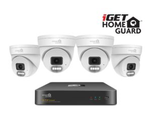 iGET HGNVK84804 - kamerový PoE set, 2K rozlišení, 8CH NVR + 4x kamera se zvukem, IR + LED, CZ app