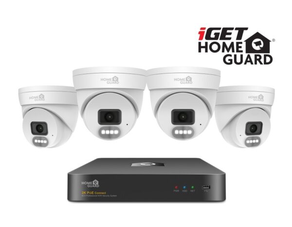 iGET HGNVK84804 - kamerový PoE set, 2K rozlišení, 8CH NVR + 4x kamera se zvukem, IR + LED, CZ app