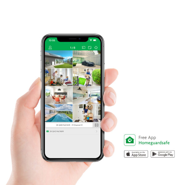 iGET HGNVK84804 - kamerový PoE set, 2K rozlišení, 8CH NVR + 4x kamera se zvukem, IR + LED, CZ app
