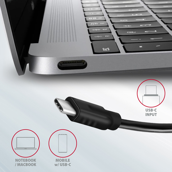 AXAGON HMC-5G21, USB 10Gb/s hub, porty 2x USB-A, 2x USB-C, HDMI 4k/30, PD 60W, kabel USB-C 13cm