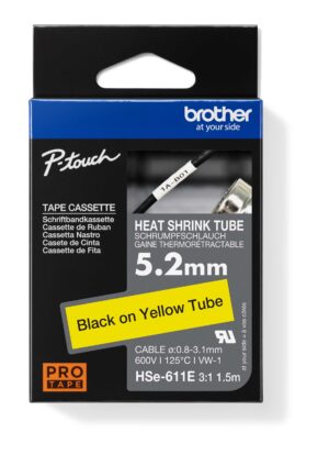 HSe-611E_Pack_s HSE-611E - černý tisk na žluté, šířka 5,2 mm