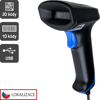 CCD 2D čtečka Virtuos HT-851A, USB (klávesnice/RS-232 emulace), bez stojánku, černá