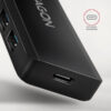 HUE-C1A-03_port-600 AXAGON HUE-C1A, 4x USB 5Gbps TRAVEL hub, USB-C napájecí konektor, kabel USB-A 19cm