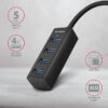 HUE-M1AL-01_front-600 AXAGON HUE-M1AL, 4x USB 3.2 Gen 1 MINI hub, kovový, kabel USB-A 1.2m