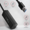 HUE-M1AL-03_detail-600 AXAGON HUE-M1AL, 4x USB 3.2 Gen 1 MINI hub, kovový, kabel USB-A 1.2m