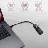 HUE-M1C-02_pc-600 AXAGON HUE-M1C, 4x USB 3.2 Gen 1 MINI hub, kovový, kabel USB-C 20cm