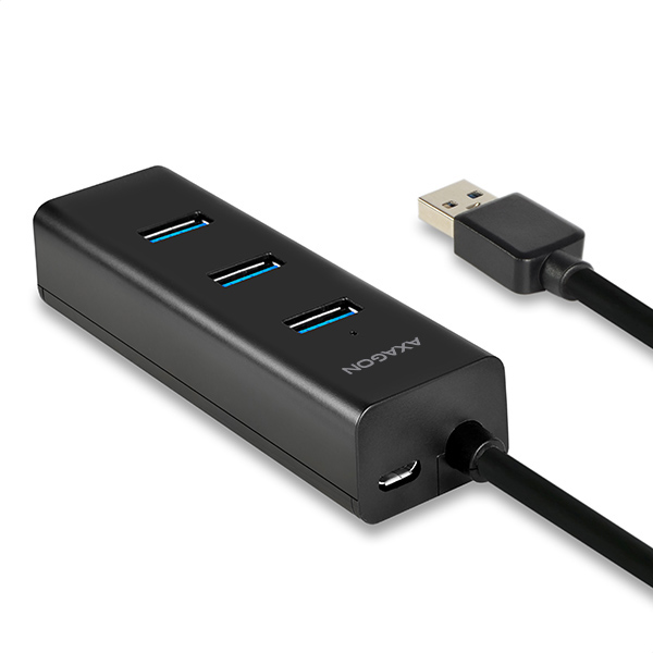HUE-S2BL_back-600 AXAGON HUE-S2BL, 4x USB 3.0 CHARGING hub, micro USB nap. konektor, kabel USB-A 1.2m