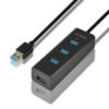 HUE-S2BL_front-600 AXAGON HUE-S2BL, 4x USB 3.0 CHARGING hub, micro USB nap. konektor, kabel USB-A 1.2m