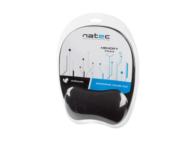 Podložka pod myš ergonomická Natec CHIPMUNK, paměťová pěna, černá, 230x200 mm