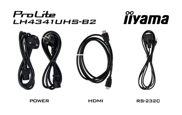 LH4341UHS-B2-cables 43" iiyama LH4341UHS-B2:IPS,4K UHD,500cd,repro