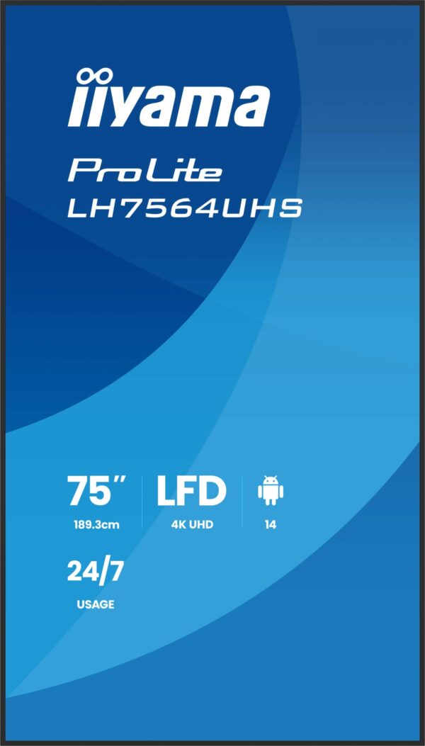 LH7564UHS-B1AG-11- 75" iiyama LH7564UHS-B1AG:VA, 4K UHD,Android,24/7