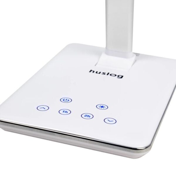 Stolní LED lampička Huslog bílá s bezdrátovou nabíječkou