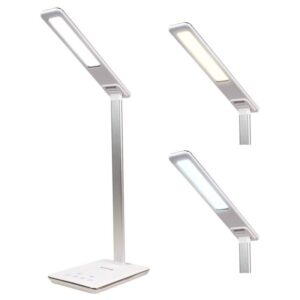 Stolní LED lampička Huslog bílá s bezdrátovou nabíječkou