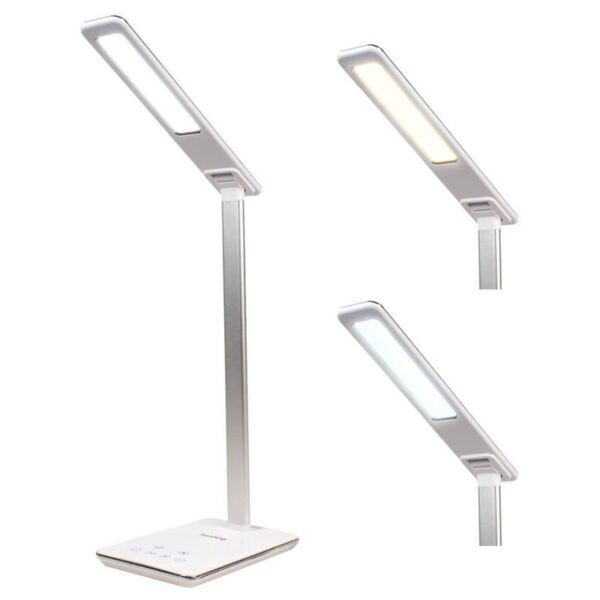 Stolní LED lampička Huslog bílá s bezdrátovou nabíječkou