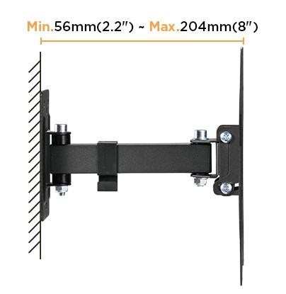 Výsuvný držák Brateck LPA68-221 pro TV 23"-43" 30kg polohovatelný nástěnný