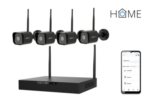 iGET HOME NVR N4C4 - CCTV bezdrátový Wi-Fi set 2K+ rozlišení, 4CH NVR + 4x kamera se zvukem a IR