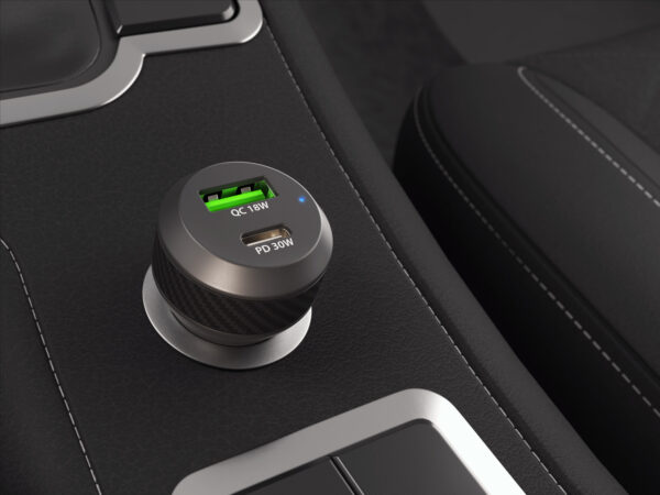 Natec nabíječka do auta CONEY, 1XUSB, 1XUSB-C, 48W