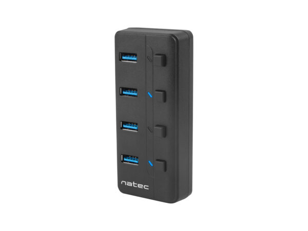 Natec Mantis 2 aktivní rozbočovač s funkcí nabíjení 4x USB 3.0 HUB, vypínač, napájecí adaptér