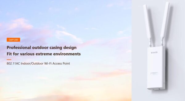 Tenda OAP1200 Outdoor Wi-Fi AP AC1200, Gigabit LAN, IP65, VLAN, 802.11k/v/r, aktivní i pasivní PoE