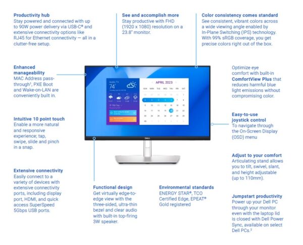 24" LCD Dell P2424HT Touch 5ms/16:9/mat/USB-C/repr