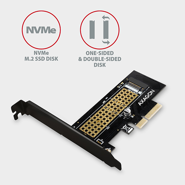 AXAGON PCEM2-N, PCIe x4 - M.2 NVMe M-key slot adaptér, vč. LP