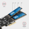 AXAGON PCES-SA4M2, PCIe řadič - 2x interní SATA 6G port + 2x SATA M.2 slot, ASM1164, SP & LP