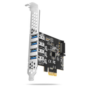 PCEU-43RS-00_hlavni-600_s AXAGON PCEU-43RS, PCIe řadič, 4x USB 3.2 Gen 1 port, 5 Gbps, napájení z PCIe nebo SATA, SP & LP