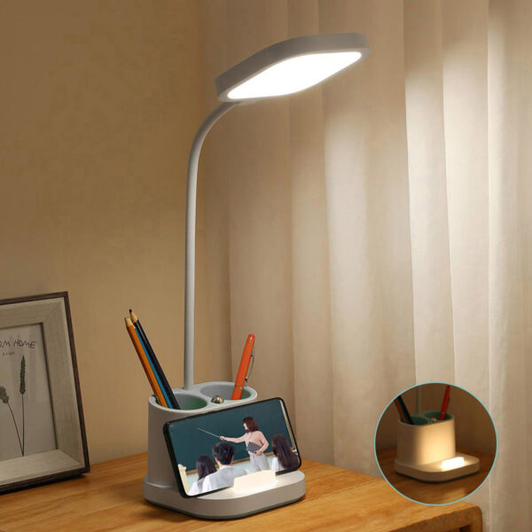 Platinet stolní LED lampa 5W, integrovaná baterie 2400mAh, USB port, bílá