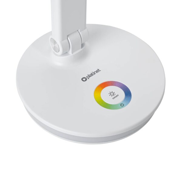 PDL400RGBW3 Platinet PDL400RGBW stolní LED lampa 12W stmívatelná, dotykové ovládání, USB port, bílá