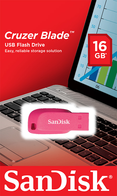 SanDisk Cruzer Blade/16GB/USB 2.0/USB-A/Růžová