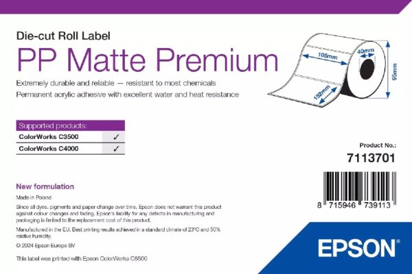 PP-Matte-Label-Premium_105_152_185_s-1 EPSON PP Matte Label Premium, Die-cut Roll, 105mm x 152mm, 185 Labels