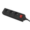 Prodlužovací kabel Lanberg PS1, 3 zásuvky, 1,5m, vypínač, černá