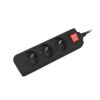 PS1-03E-0300-BK-4_s Prodlužovací kabel Lanberg PS1, 3 zásuvky, 3m vypínač, černá