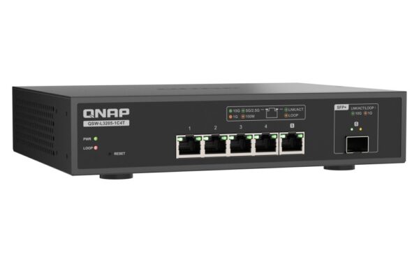 QNAP-switch-QSW-L3205-1C4T-g QNAP switch QSW-L3205-1C4T (4x 10GbE port, 1x 10G SFP+/NBASE-T Combo, Lite Managed)