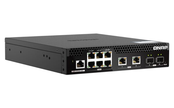 QNAP řízený PoE++ switch QSW-M2106PR-2S2T (6x 2,5GbE RJ45, 2x 10GbE RJ45, 2x 10GbE SFP+, malá šířka)