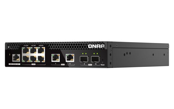 QNAP řízený PoE++ switch QSW-M2106PR-2S2T (6x 2,5GbE RJ45, 2x 10GbE RJ45, 2x 10GbE SFP+, malá šířka)